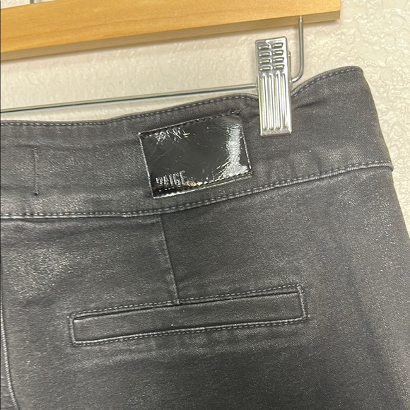 Paige Black Wax Coated Wide-Leg Cropped Pants 30 - Picture 7 of 8